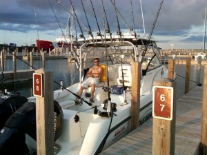 Captain Adam and The Pole Dancer moored at the Straits Marina in Mackinaw City, MI.