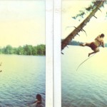 90s up north Woody and Sarah swinging off of island rope