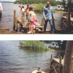 up north Denny on the dock and adam in blow up boat
